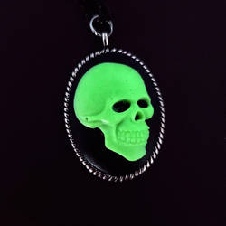 Glow in the Dark Skull Cameo Necklace