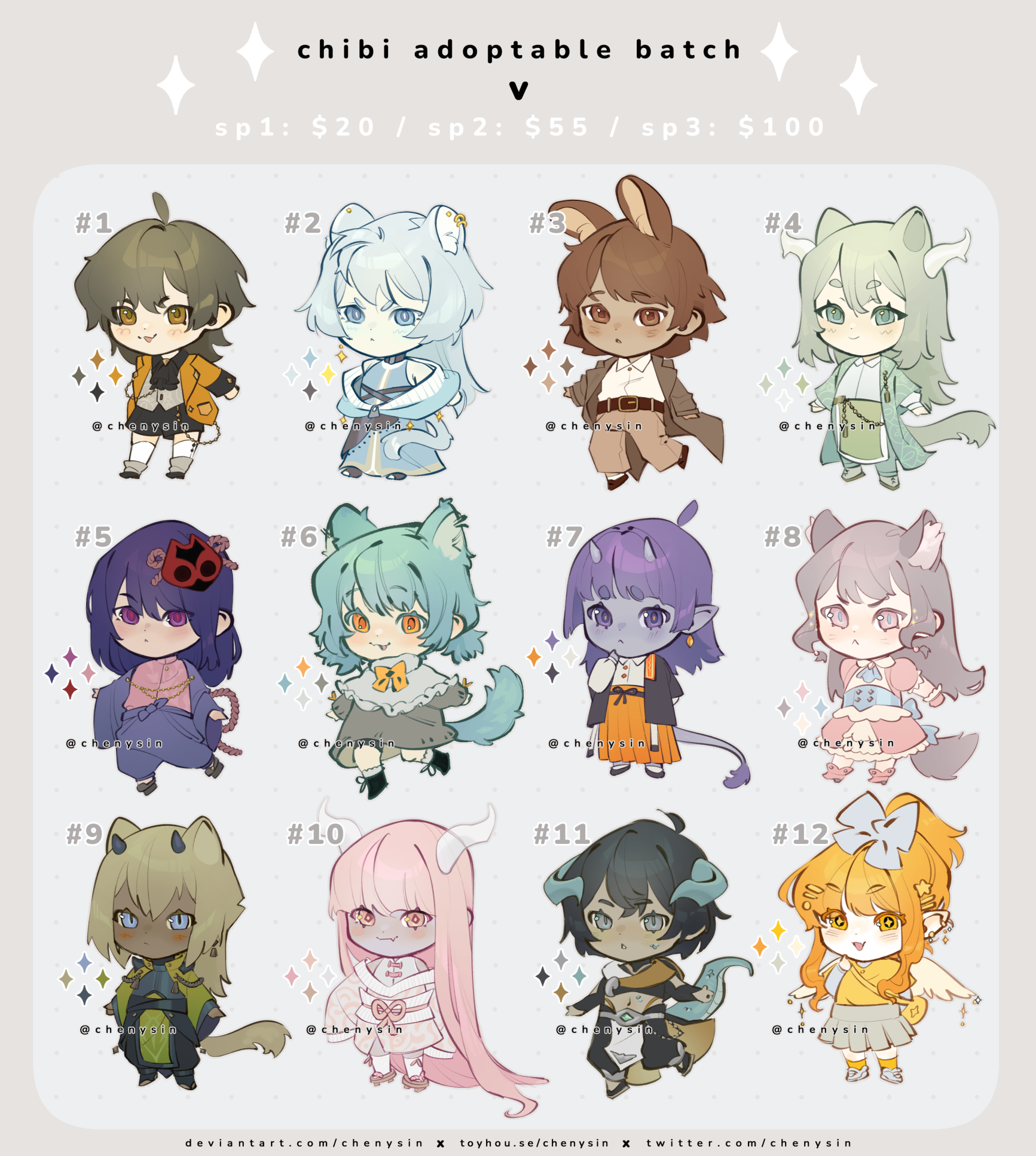 OPEN chibi adopt set price | #1 to #12 by chenysin on DeviantArt