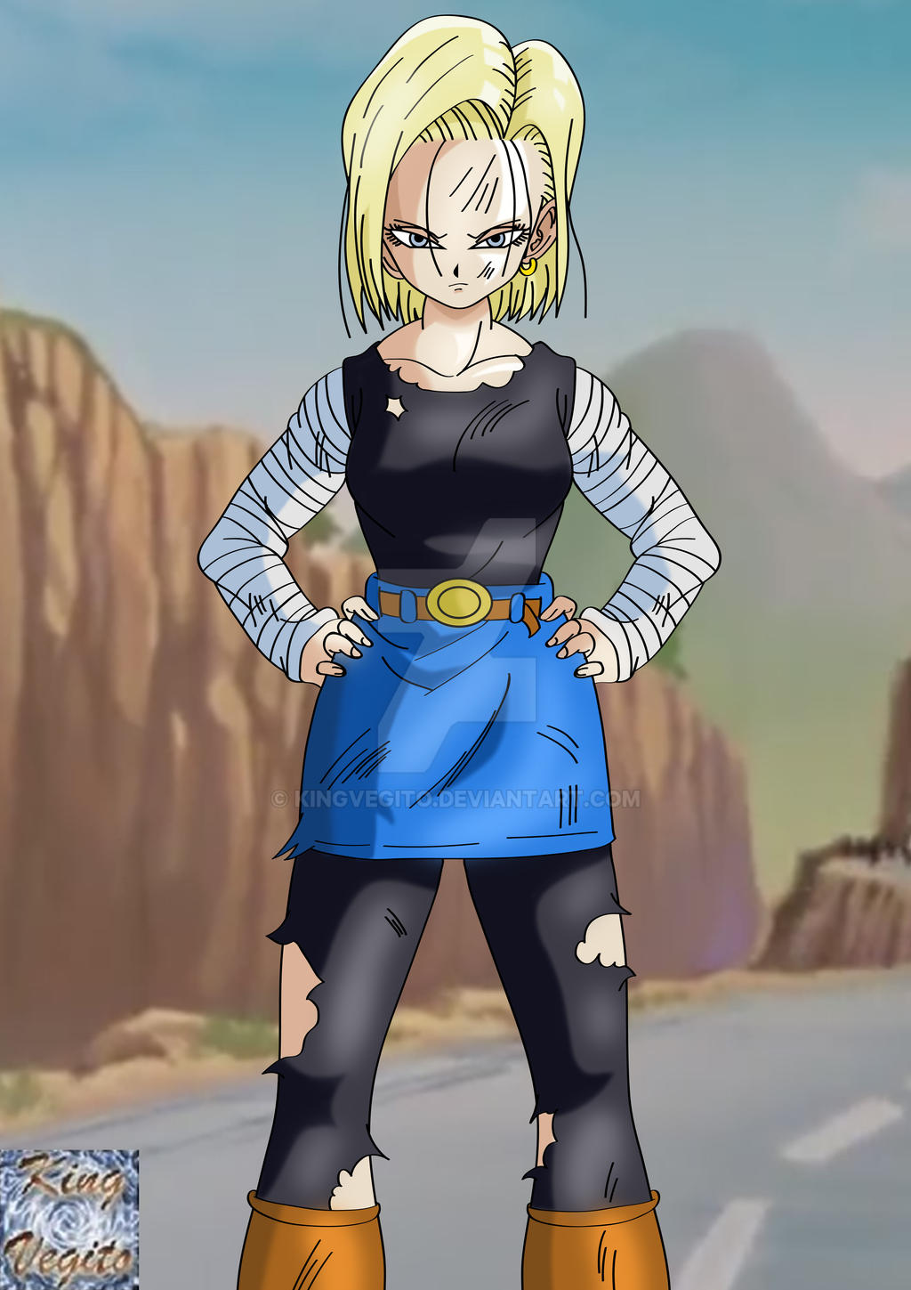 Android 18 Ripped Clothing Android 18 Battle Damaged by kingvegito on DeviantArt