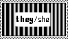 b/w striped pronouns: they/she