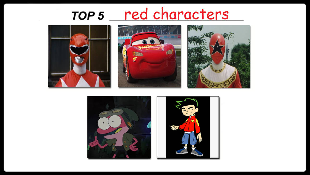 My top 5 red characters by dreamerfield9420 on DeviantArt