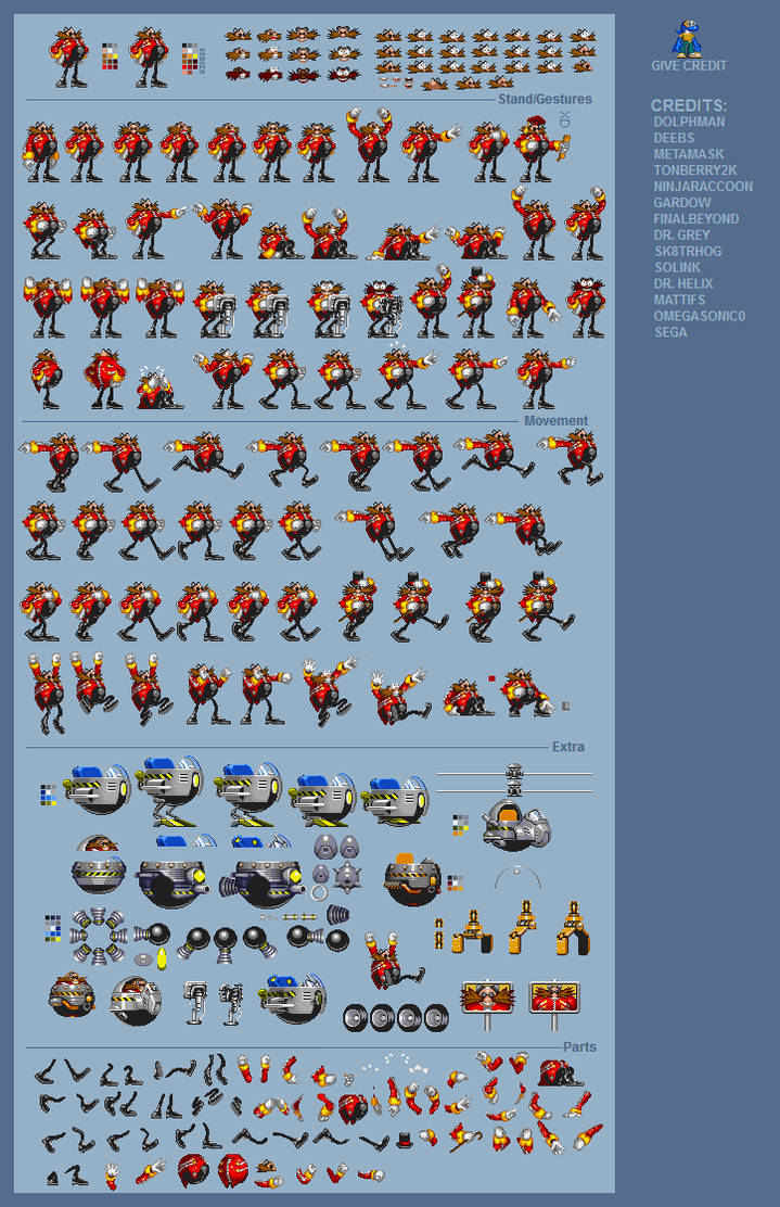 Dr. Eggman Sprite Sheet (New Pallette!) by redballbomb on DeviantArt