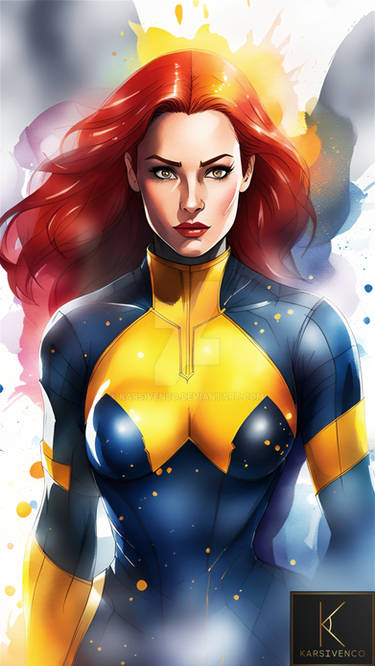 Jean Grey in Digital Watercolor - Fanart