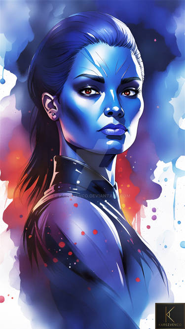 Mystique in Digital Watercolor by Karsivenco