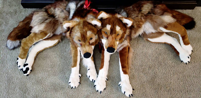 Giant handmade plush wolves ( one up for adoption)