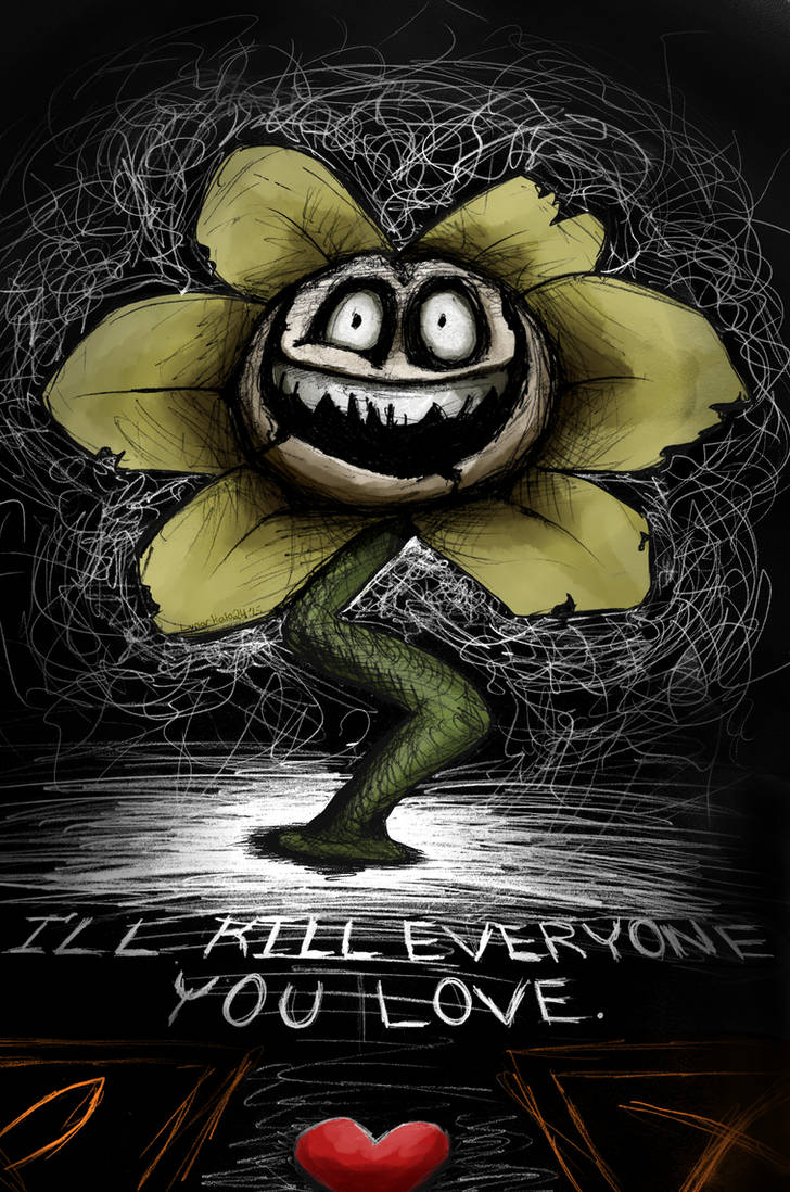 Flowey Threatens You Even When You Spare Him by LunaryHues on DeviantArt