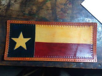 Republic of Texas antiqued flag wallet. WIP