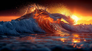 Sunset Crest The Fiery Symphony of Waves