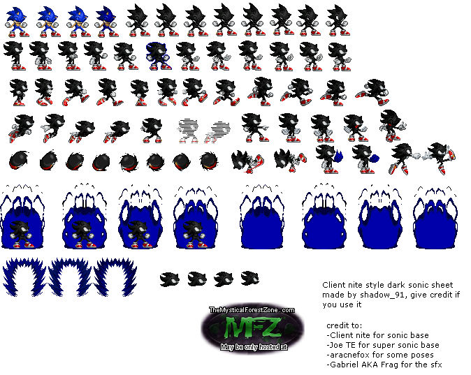 Dark Sonic Sprite Sheet by Connor49012 on DeviantArt