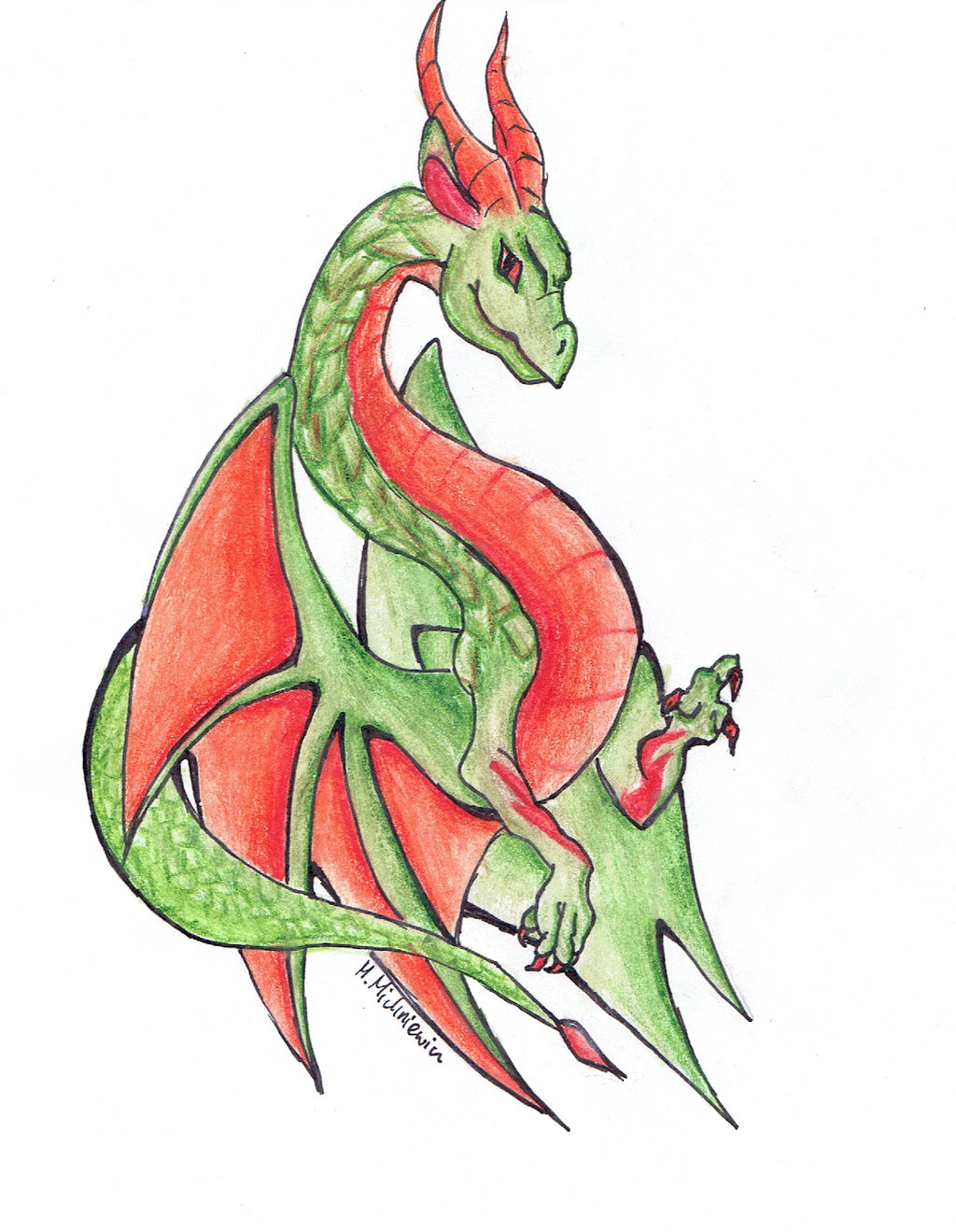 Red and Green Dragon by Pyrczak on DeviantArt