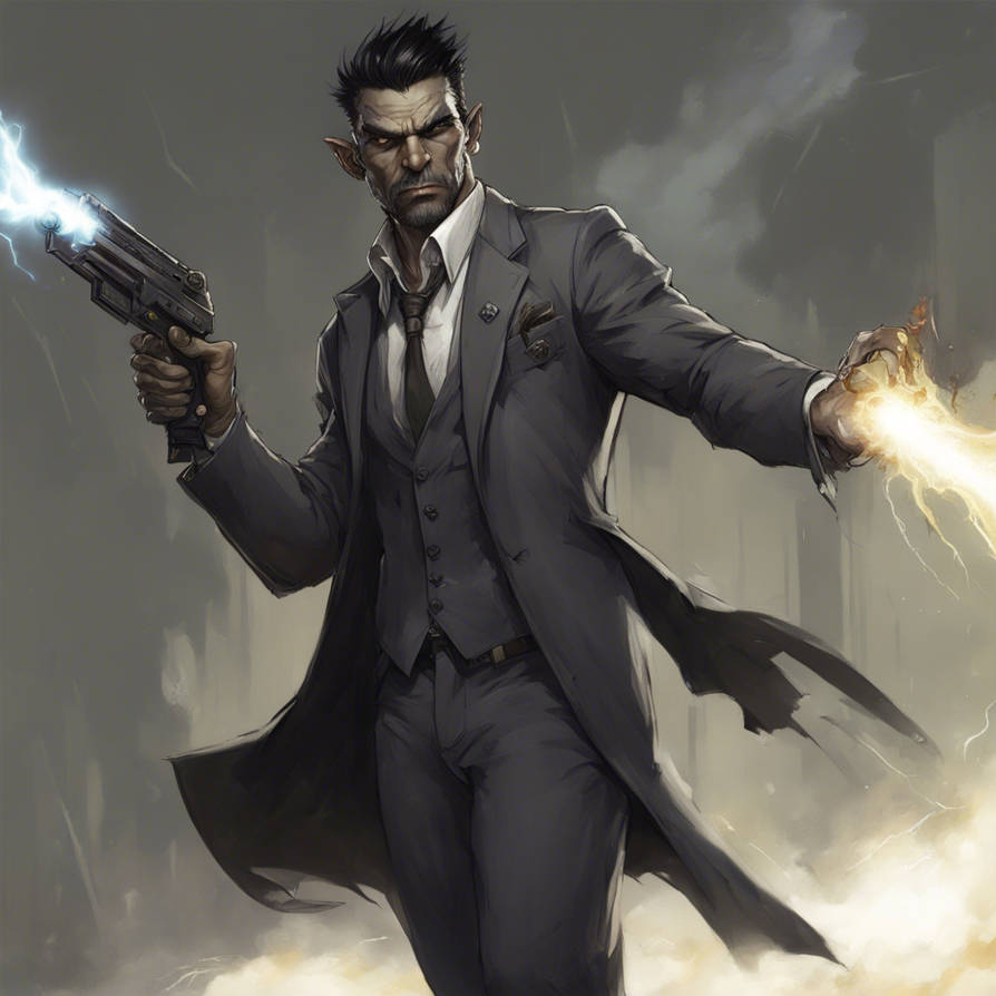 Glitter: Male Shadowrun Ork former corp mage by shoji9 on DeviantArt