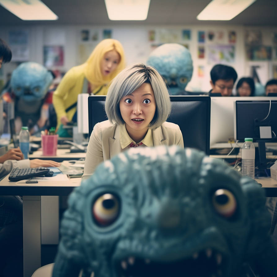 working with alien colleagues by AmeliaAI on DeviantArt