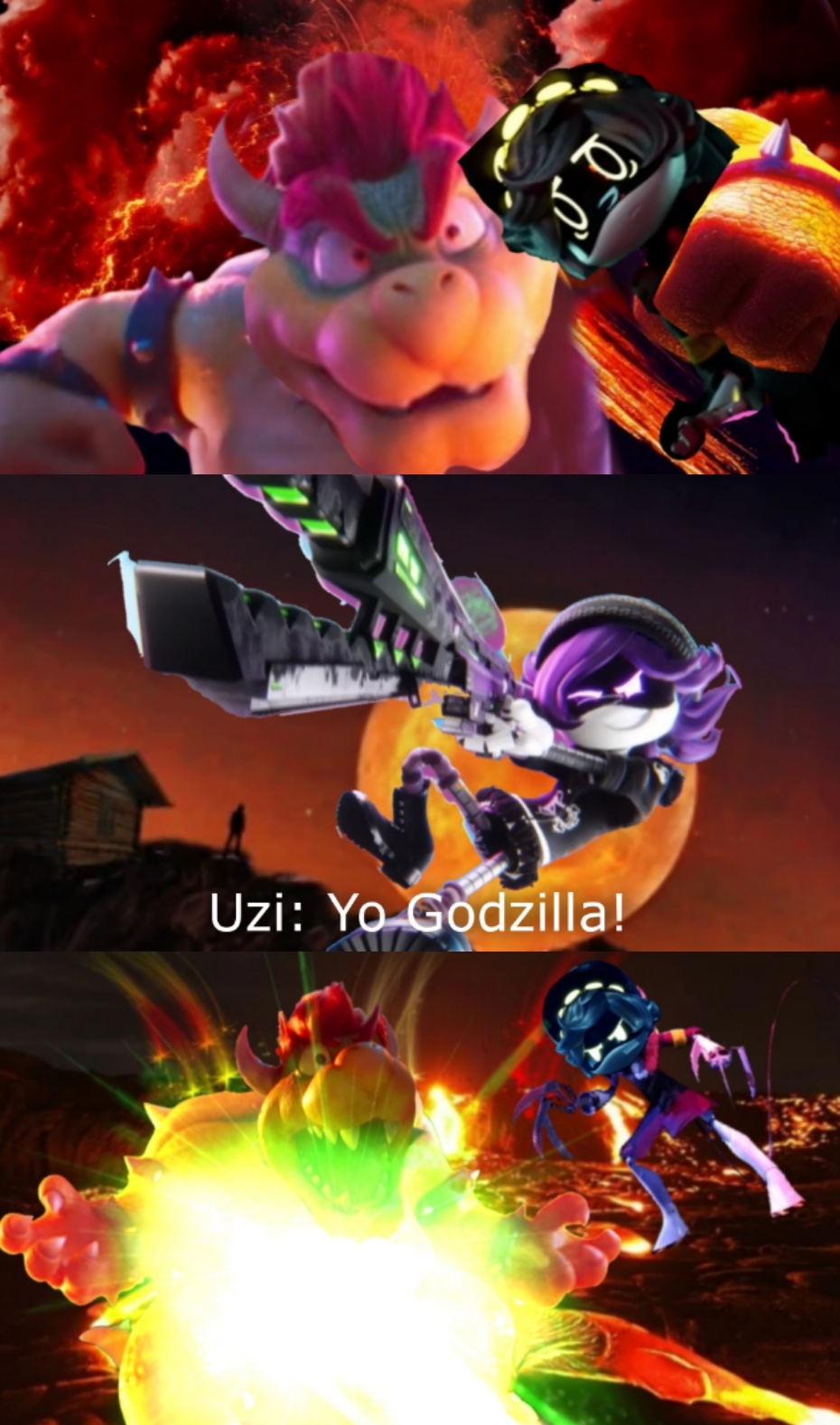 Godzilla Call Uzi calls Bowser...Godzilla by heybolol on DeviantArt