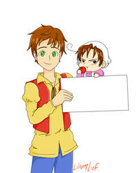 Hetalia Blank Sign: Spain and Chibi Romano