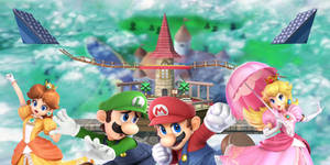 Wallpaper Mario,Luigi,Daisy Peach SSBU