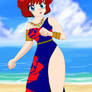 Short haired Ranma in Hawaiian dress {Sun Fashion}