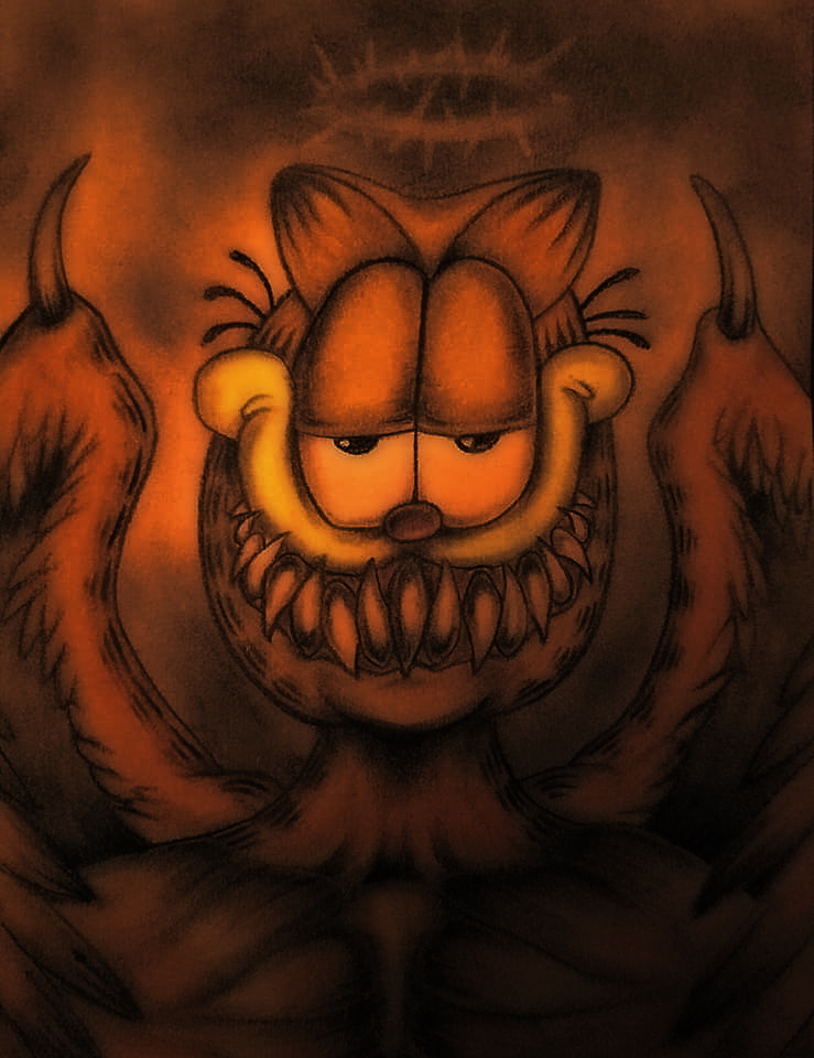 garfield  Horror art, Horror art draw, Creepy art