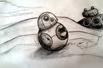 BB-8 on Jakku drawing. by Bubbleyknight