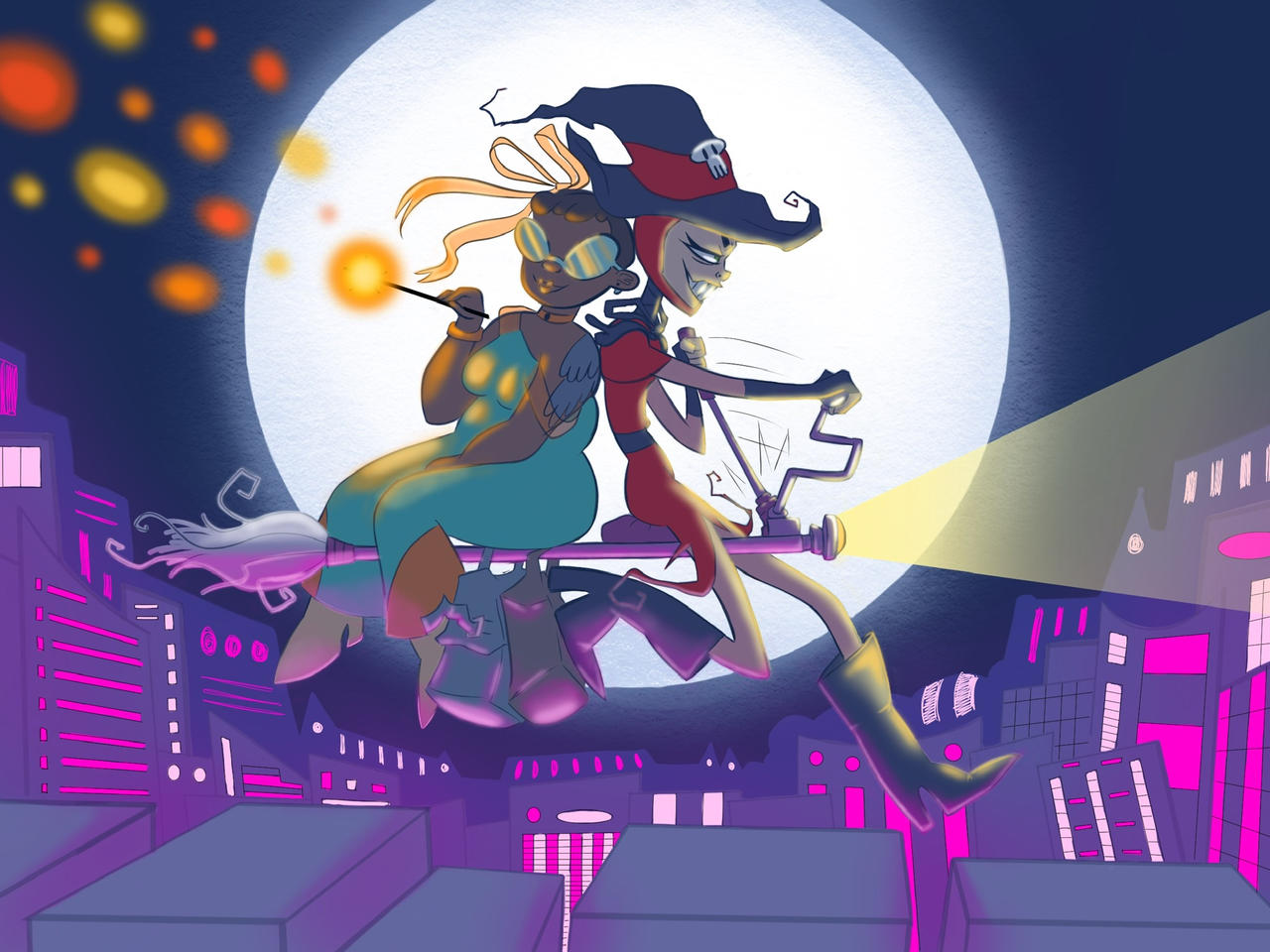 Moonlit Broomstick Ride by HollyNokk on DeviantArt