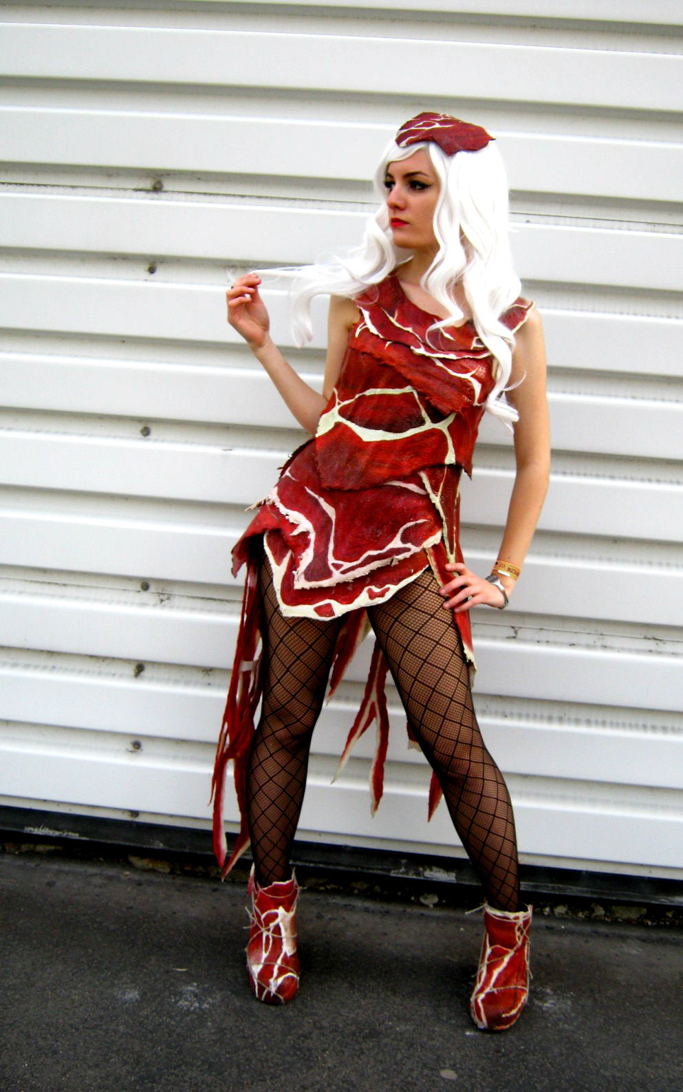 lady gaga meat dress costume Wearing The Glass Ornament by Cody Foster Traditions Lady Gaga Fashion Meat Dress