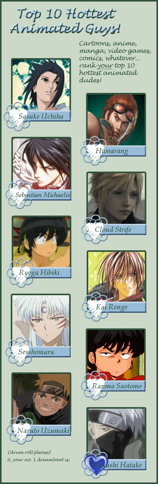 top 10 hottest anime guys meme by kagomaruXx on DeviantArt