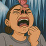 Butterfly tickling her ticklish nostrils.