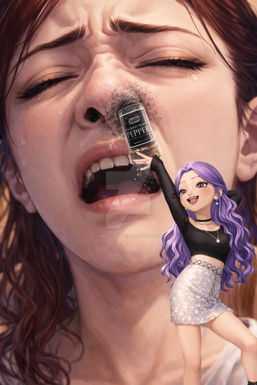 Feeding her nose with pepper