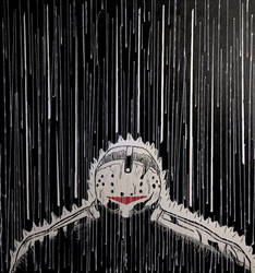 Jason Voorhees under heavy rain