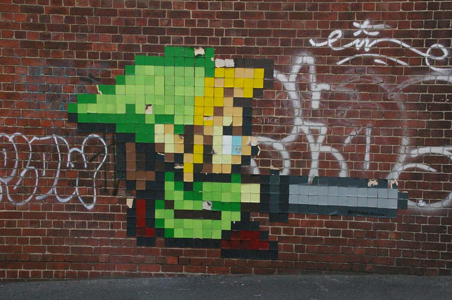 Zelda Pixel art on a wall