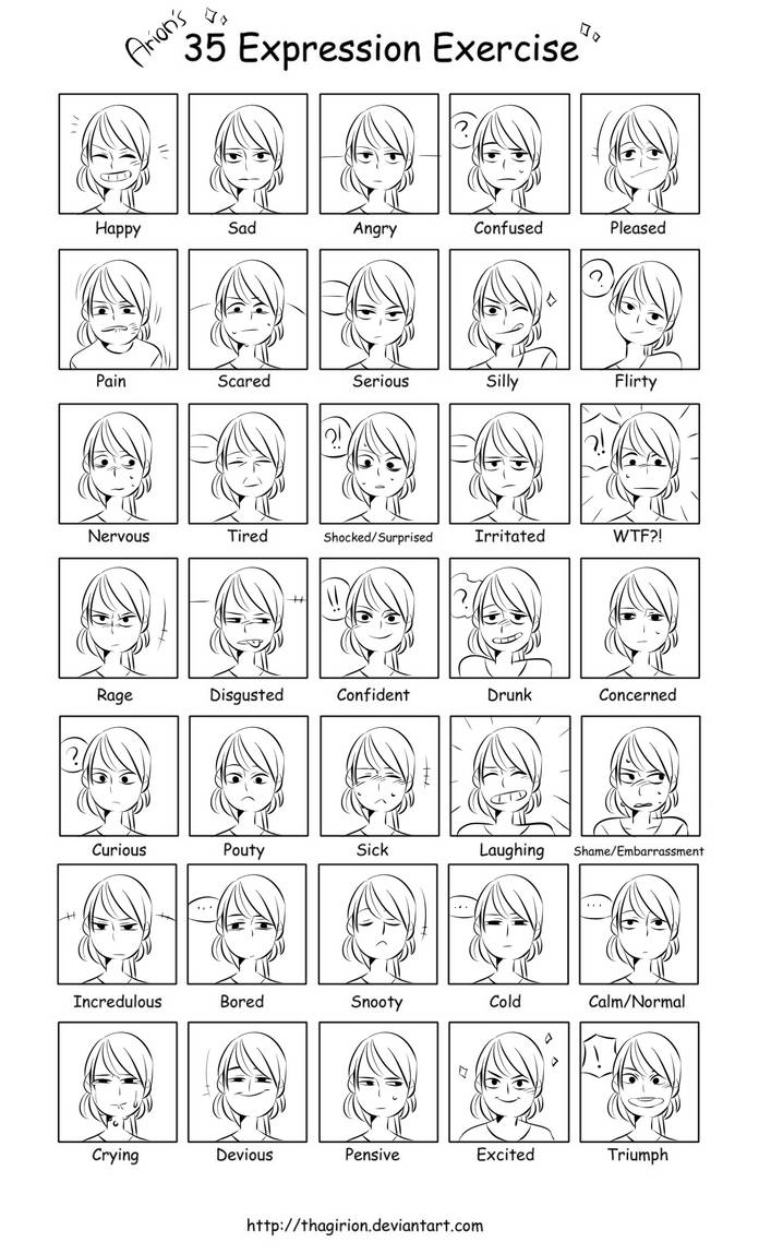 35 Expressions exercise by eszart on DeviantArt