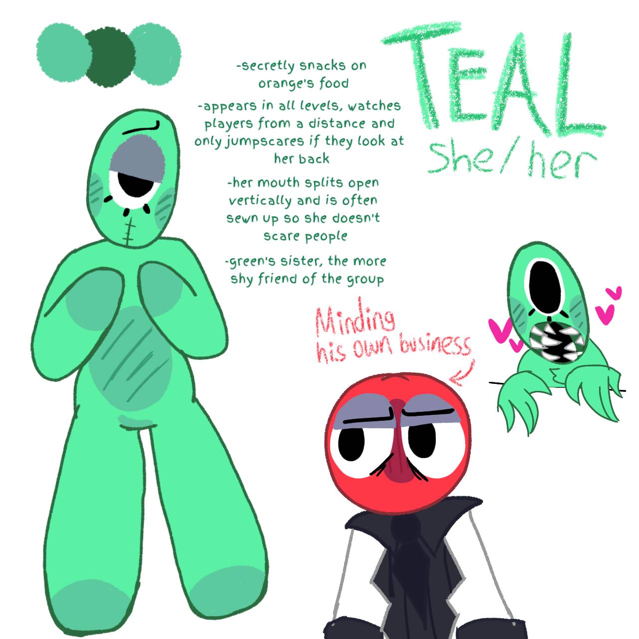 Teal (Rainbow Friends Fan Character) by DarkDragonDeception on DeviantArt