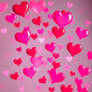 Glowing pink and red hearts Valentine's Day