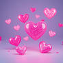 3d Glittery Glowing Pink Hearts