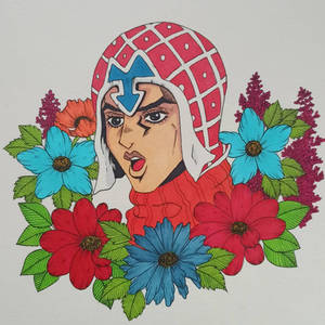 Guido Mista from JJBA Golden Wind with flowers