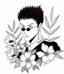 Leorio Paradinight from HxH with flowers bw  by Closure19