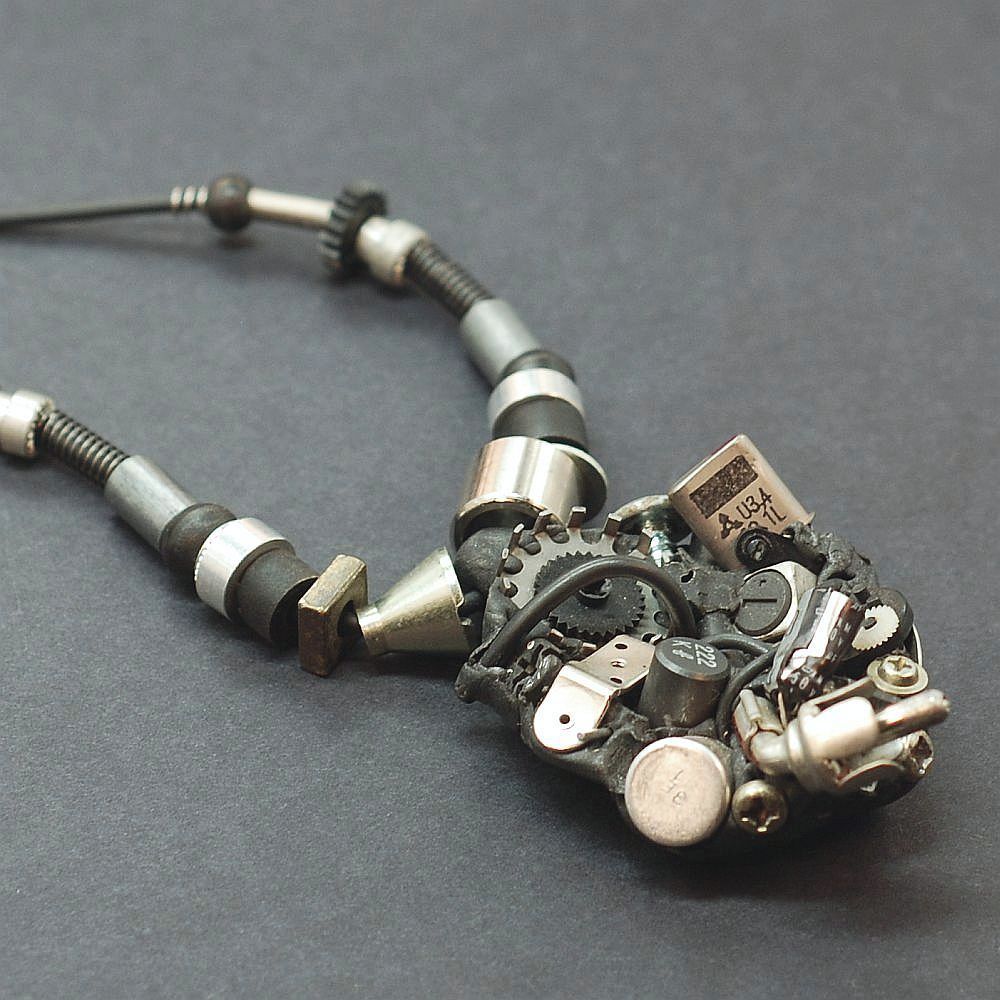 Silver and Black Industrial Necklace