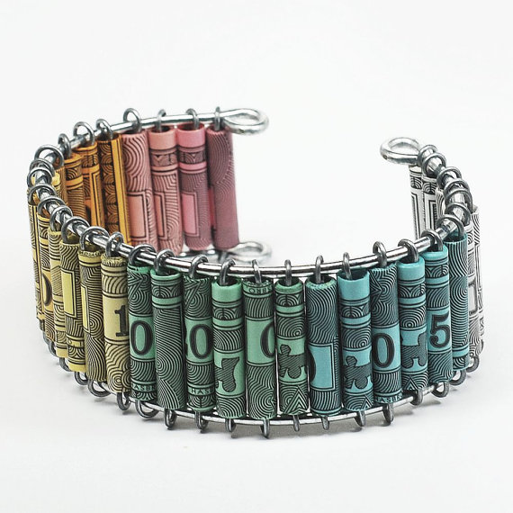 Paper Bead Jewelry- Monopoly Cuff Bracelet