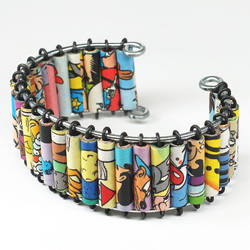 Paper Bead Jewelry- Comic Book Cuff Bracelet