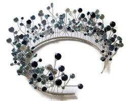 Wedding Tiara Blue Pearls Silver snow queen ice wi