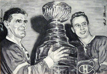 Maurice Richard Jean Beliveau Leaf sketch card