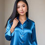 AI Blue Satin Blouse