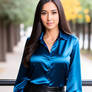 AI Blue Satin Blouse