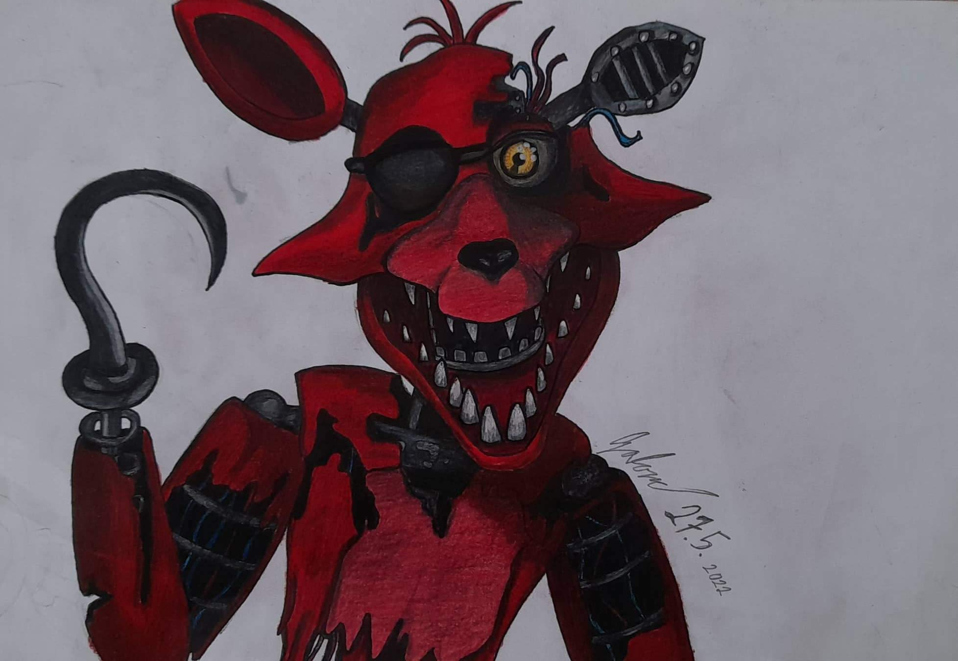 How to Draw Withered Foxy  Five Nights at Freddy's 