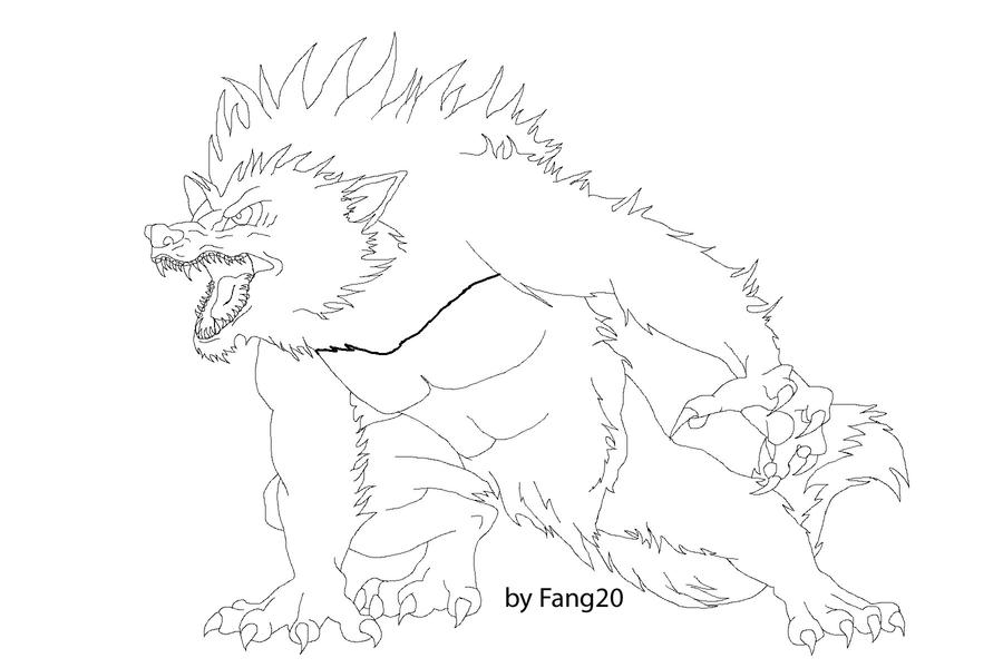 Werewolf Lineart by Fang20 on DeviantArt