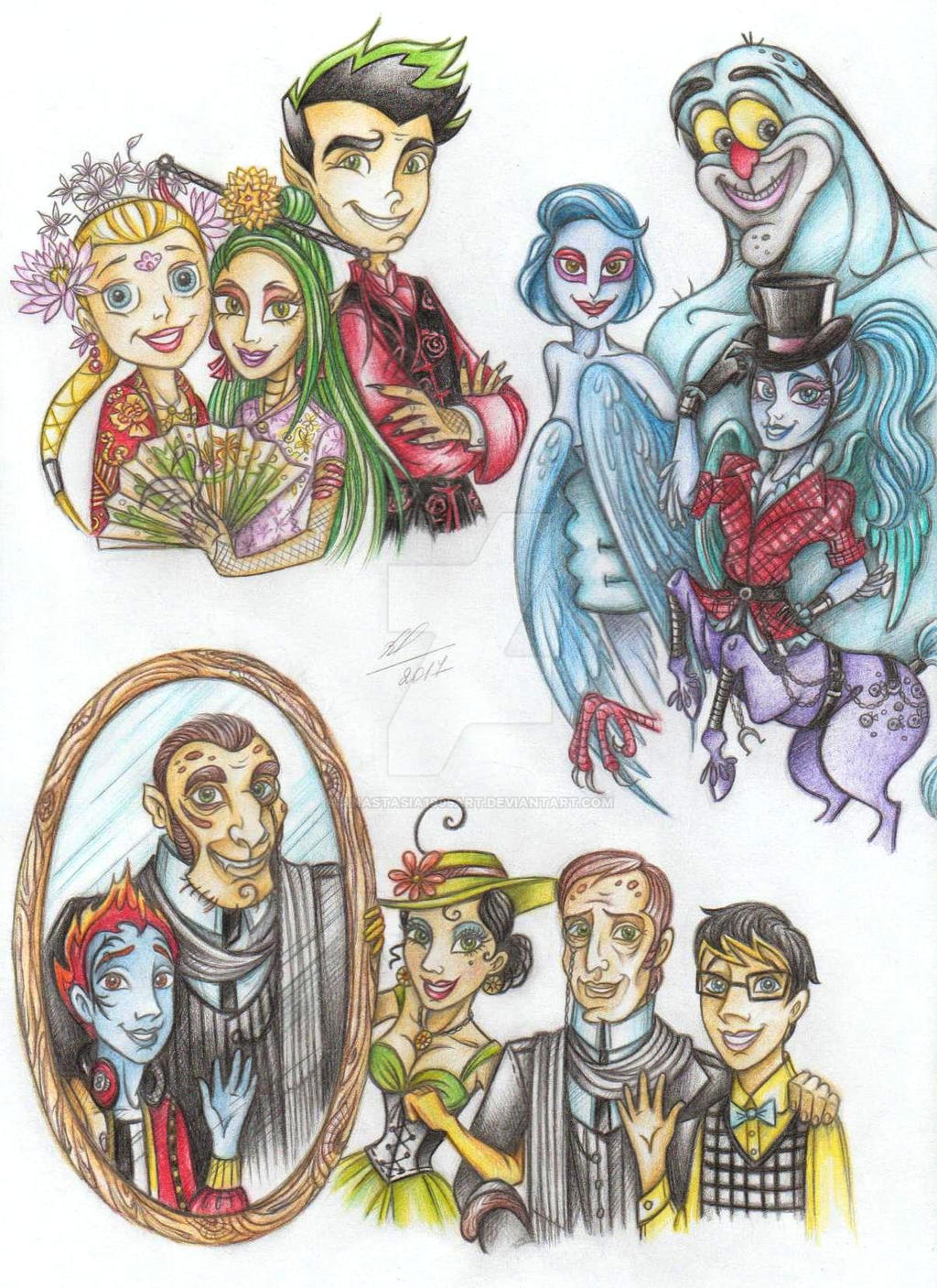 Pupils of the MonsterHigh and their parents)