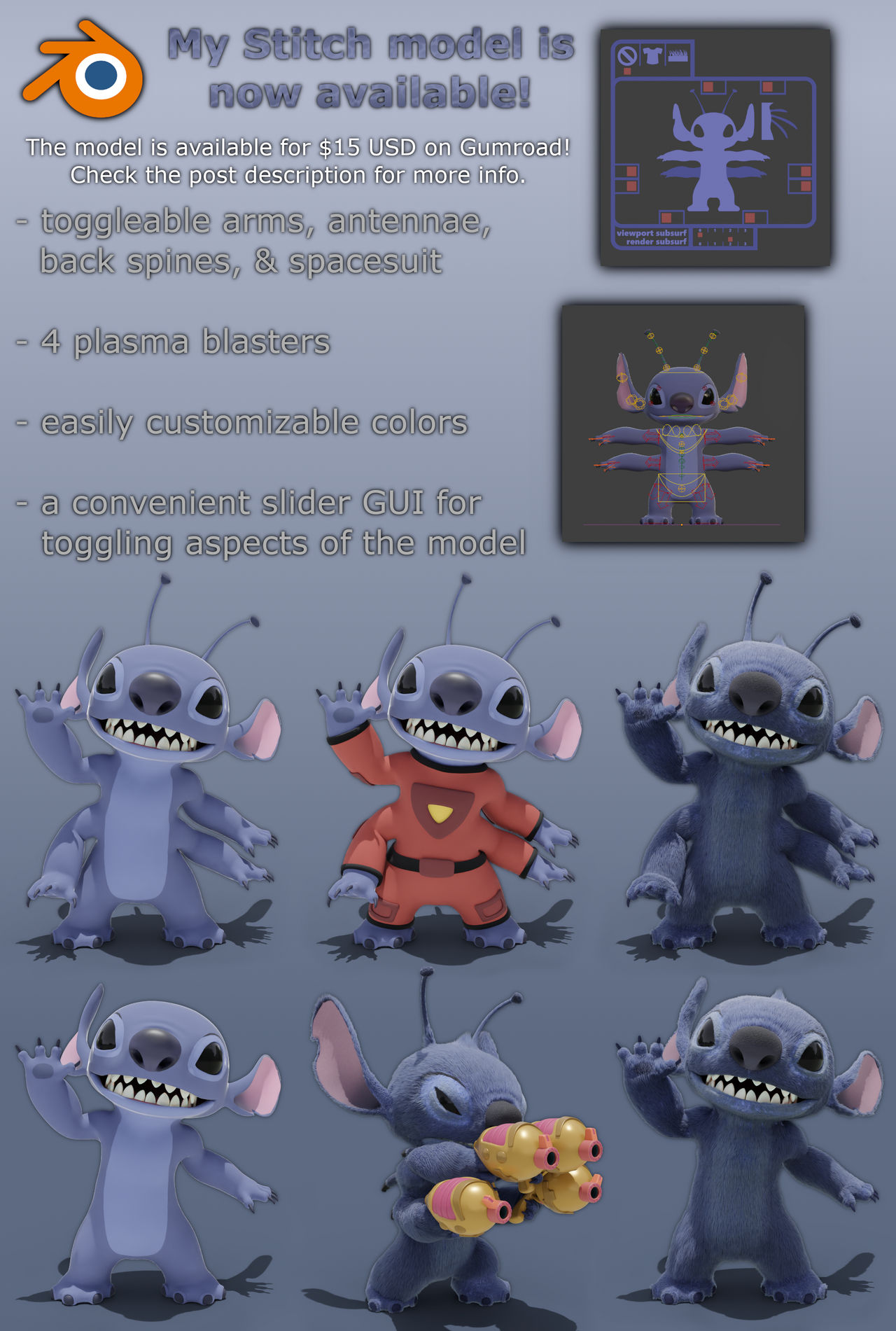 Model Stitcher Stitch Blender 3D Model by RockyRCoon2 on DeviantArt