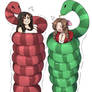 Snakes squeeze Tifa and Aerith (FFVII)