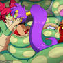 Tuki squeeze Shantae,Risky and Arzette