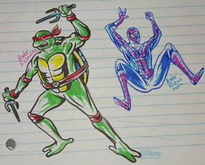 Spider-man and Raphael Ninja Turtles TMNT