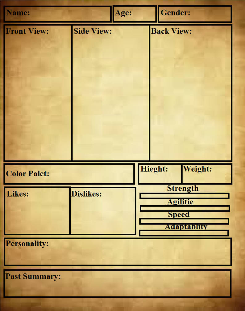 Basic Character Sheet by TheCreepyPhoenixGirl on DeviantArt